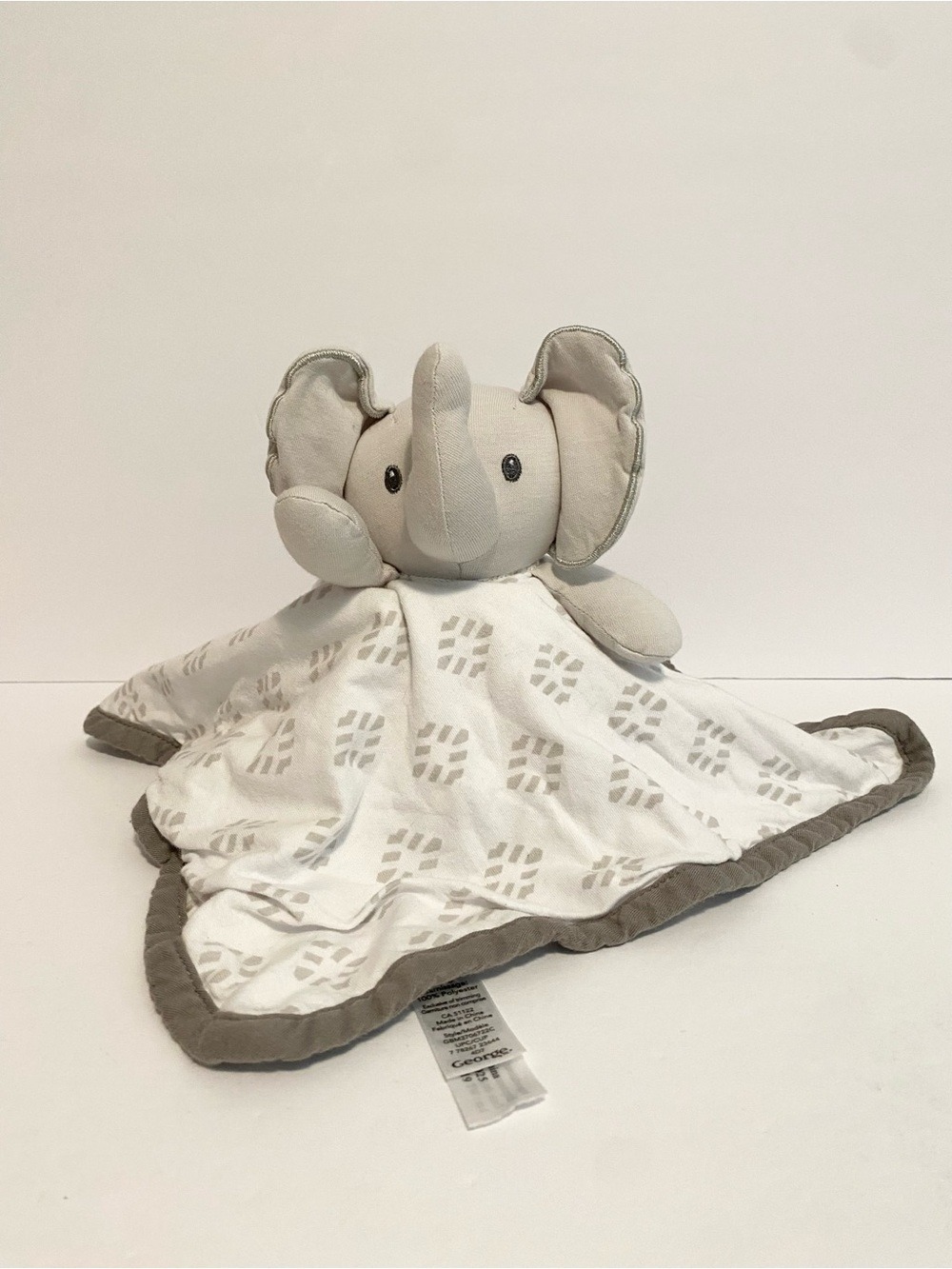 George Elephant Lovey Baby Grey White Cotton Jersey Walmart Toy Nunu Lovie